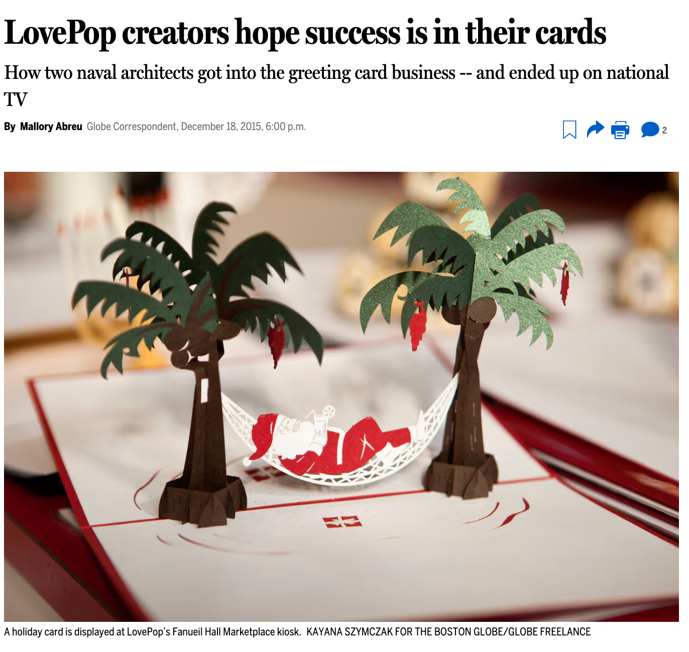 Boston Globe feature about Lovepop